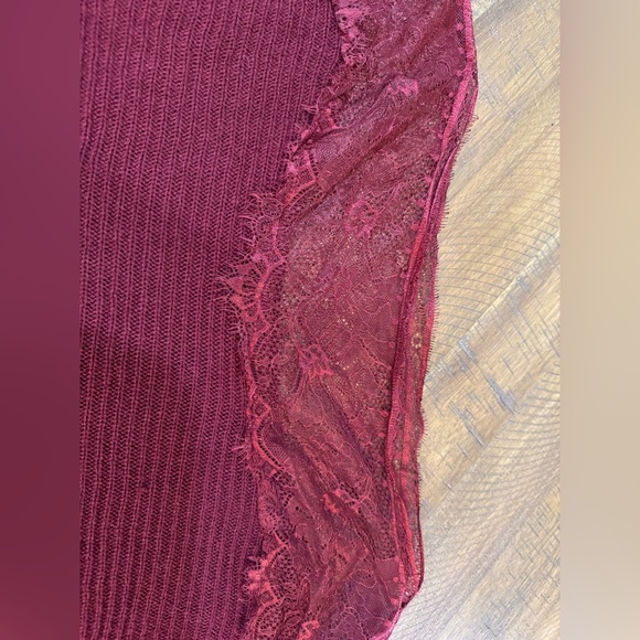 SHEIN Burgundy Knit Sweater With Lace Detail - Picture 8 of 11